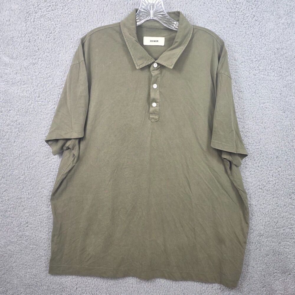 Buck Mason Men’s Polo Shirt Green Size 2XL Knit Top